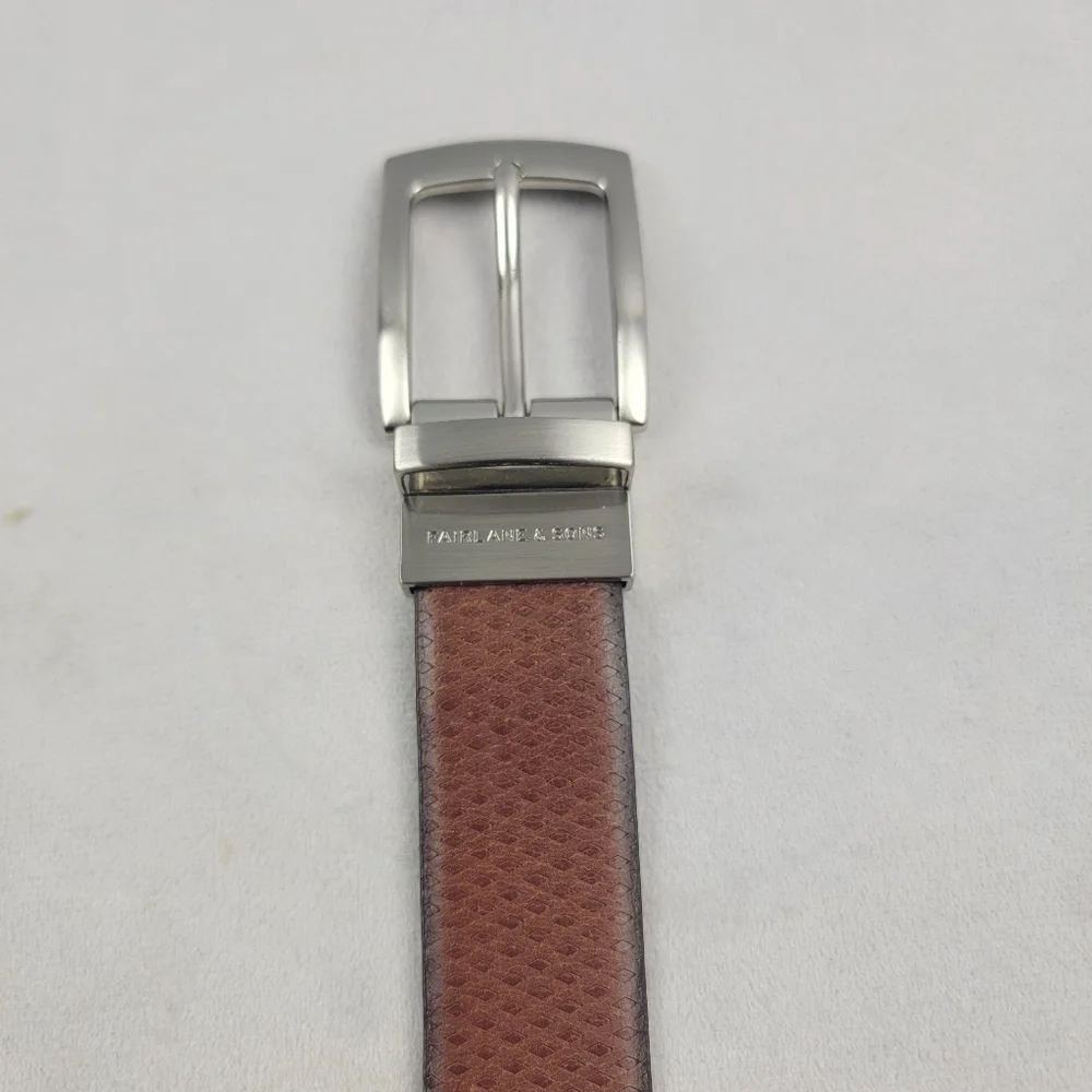 Fairlane & Sons reversible black and brown textured genuine leather belt Size 38